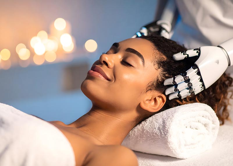 Robot giving head massage